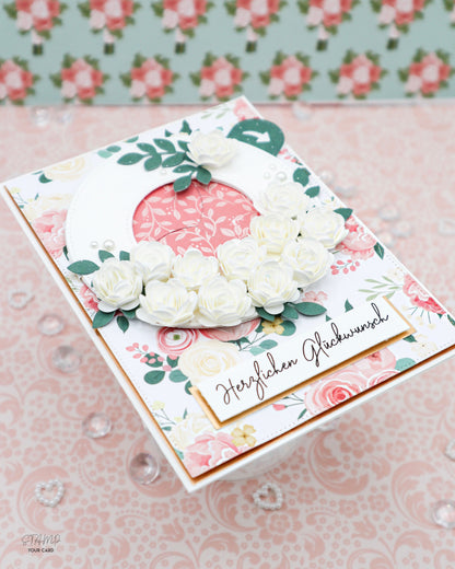 INTERAKTIVE Hochzeitskarte mit weißen Blumen