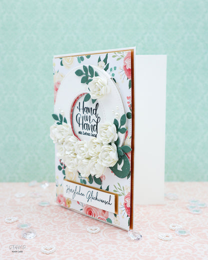 INTERAKTIVE Hochzeitskarte mit weißen Blumen