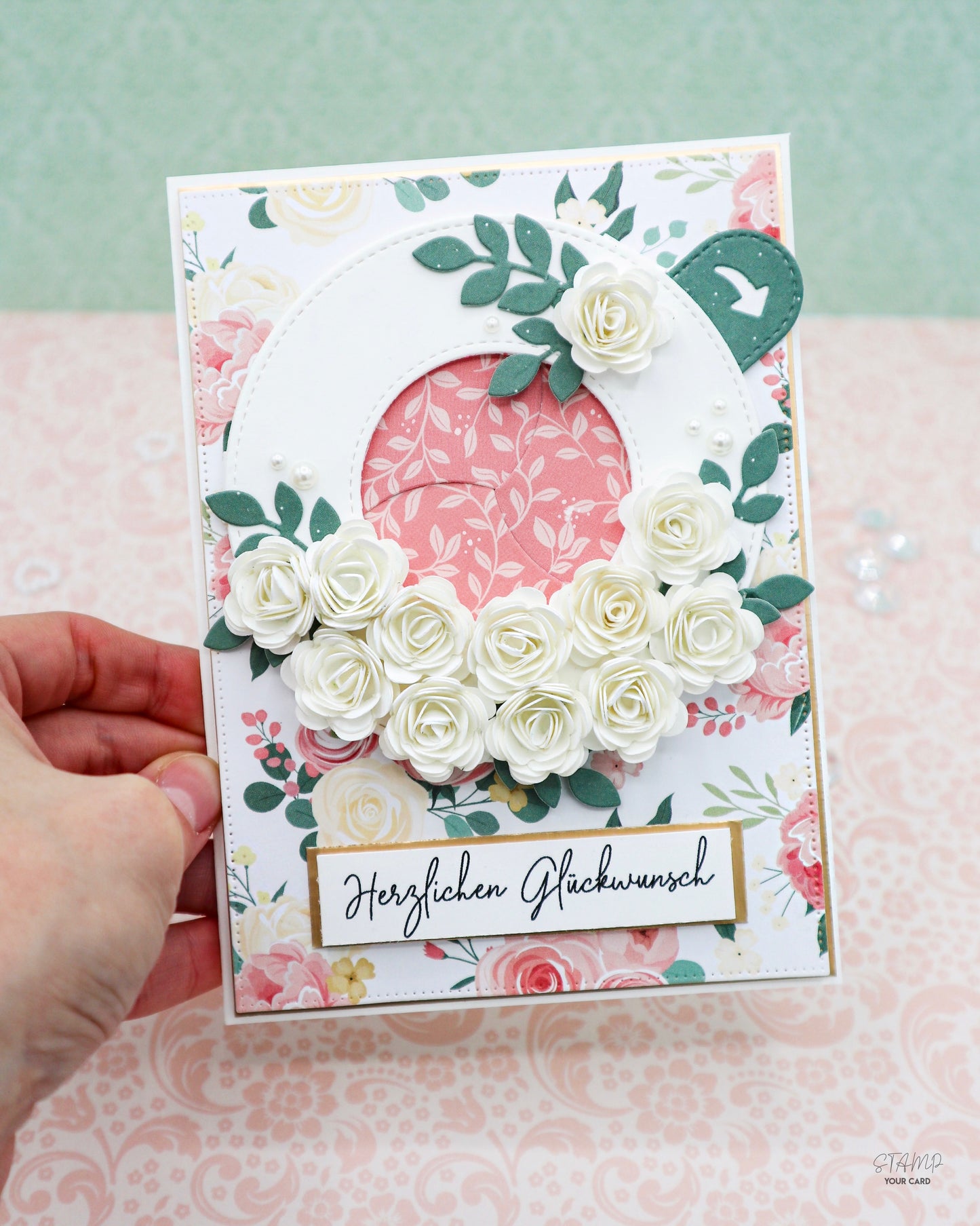 INTERAKTIVE Hochzeitskarte mit weißen Blumen