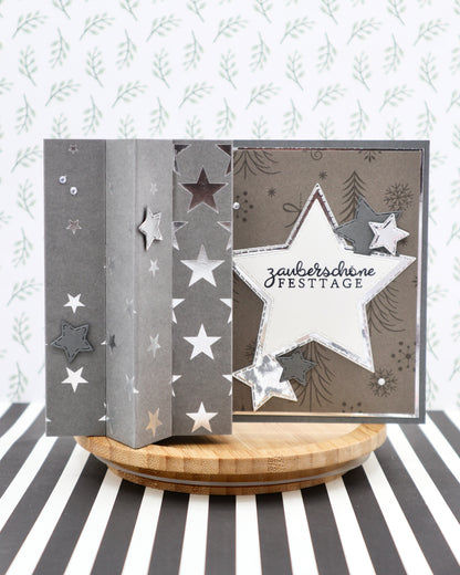 Concertina Star Card - measurements & scoring lines in CM (PDF-Download) ENGLISH