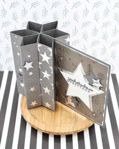 Concertina Star Card - measurements & scoring lines in CM (PDF-Download) ENGLISH