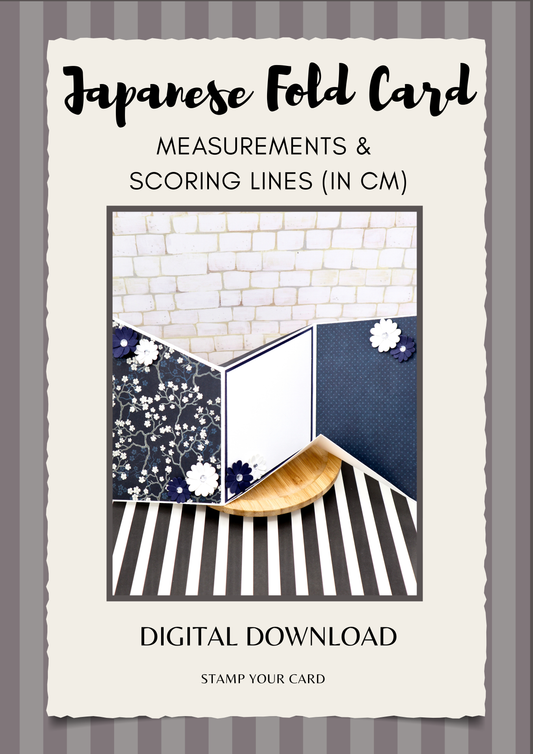 Japanese Fold Card - measurements & scoring lines in CM (PDF-Download) ENGLISH