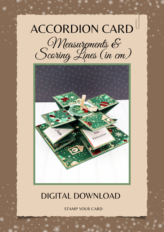 accordion card - measurements &amp; scoring lines in cm (PDF download) ENGLISH