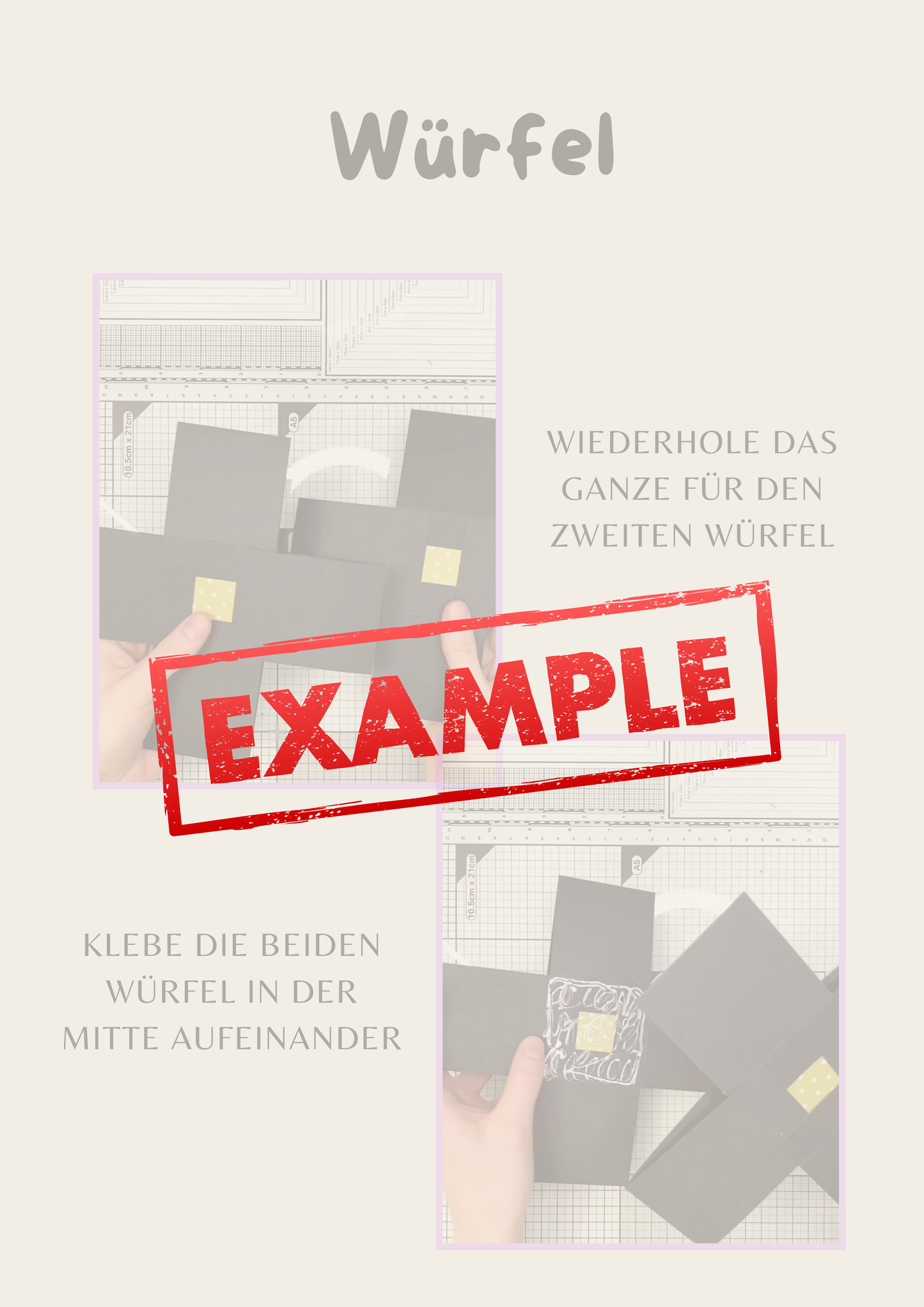 Foto Würfel Karte XL - Maße & Falzlinien in CM Angaben (PDF-Download) DEUTSCH