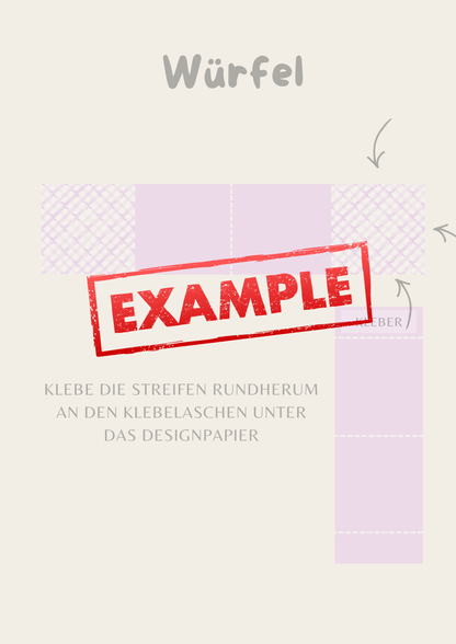 Foto Würfel Karte XL - Maße & Falzlinien in CM Angaben (PDF-Download) DEUTSCH