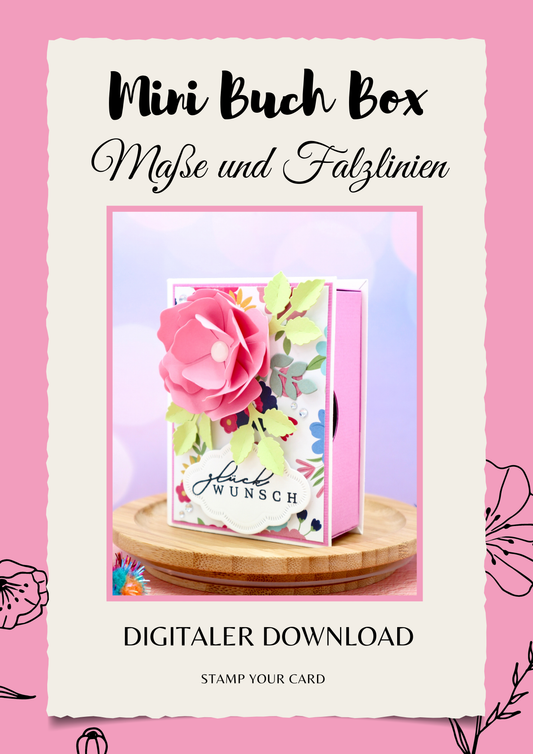 Mini Buch Box - Maße & Falzlinien in CM Angaben (PDF-Download) DEUTSCH