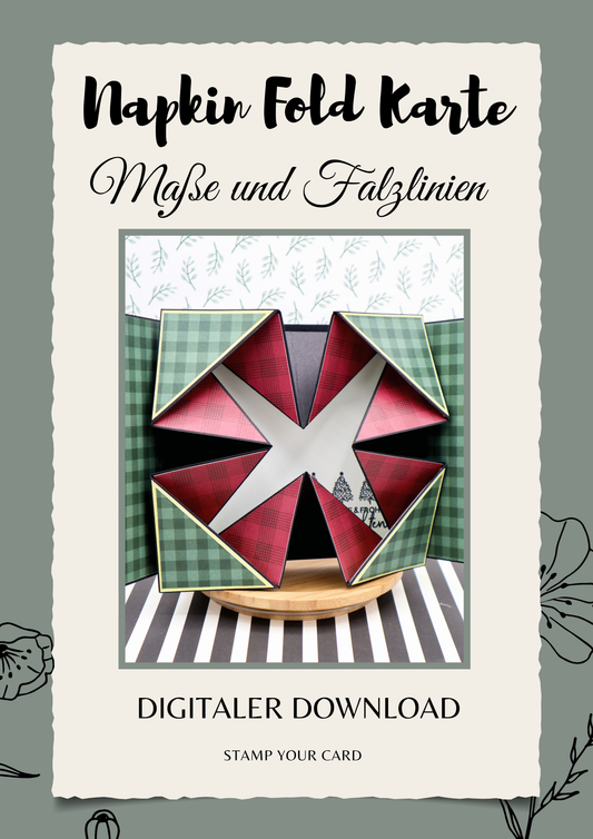 Napkin Fold Karte - Maße & Falzlinien in CM Angaben (PDF-Download) DEUTSCH