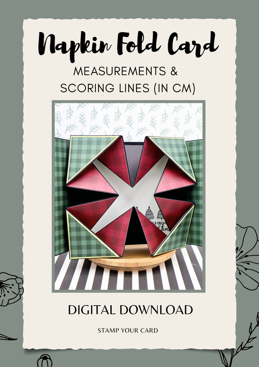 Napkin Fold Card - measurements & scoring lines in CM (PDF-Download) ENGLISH