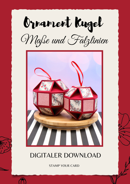 Ornament Kugel - Maße & Falzlinien in CM Angaben (PDF-Download) DEUTSCH