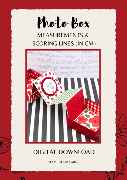 Photo Box - measurements & scoring lines in CM (PDF-Download) ENGLISH