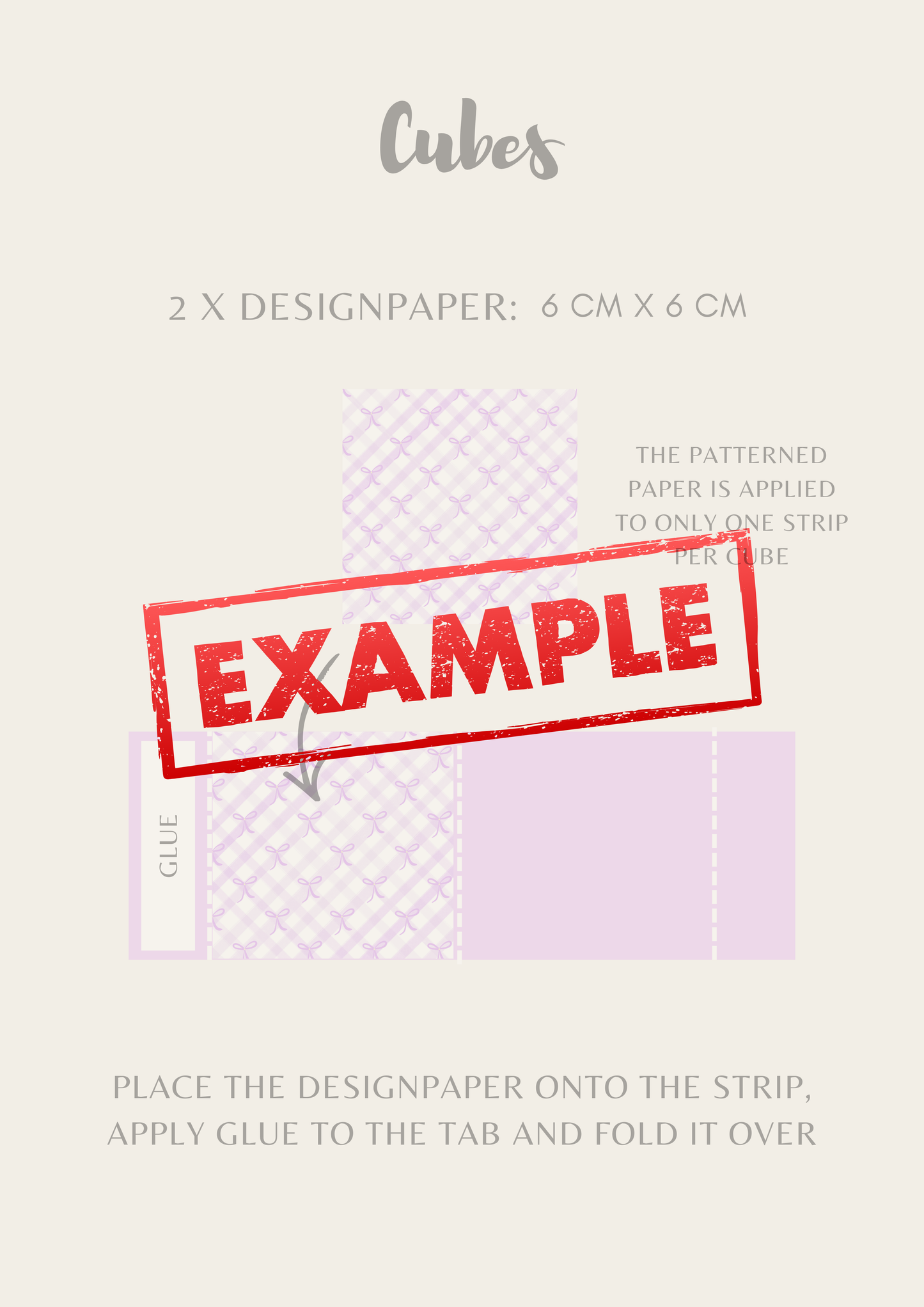Photo Cube Card XL - measurements & scoring lines in CM (PDF-Download) ENGLISH