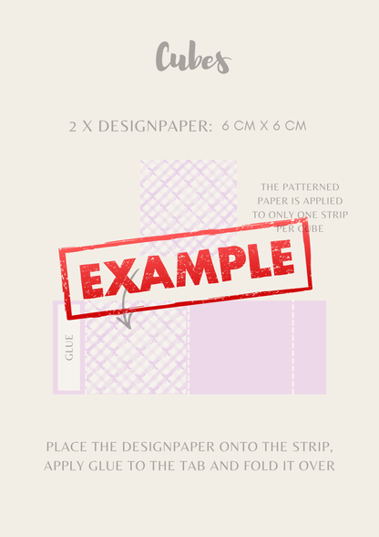 Photo Cube Card XL - measurements & scoring lines in CM (PDF-Download) ENGLISH