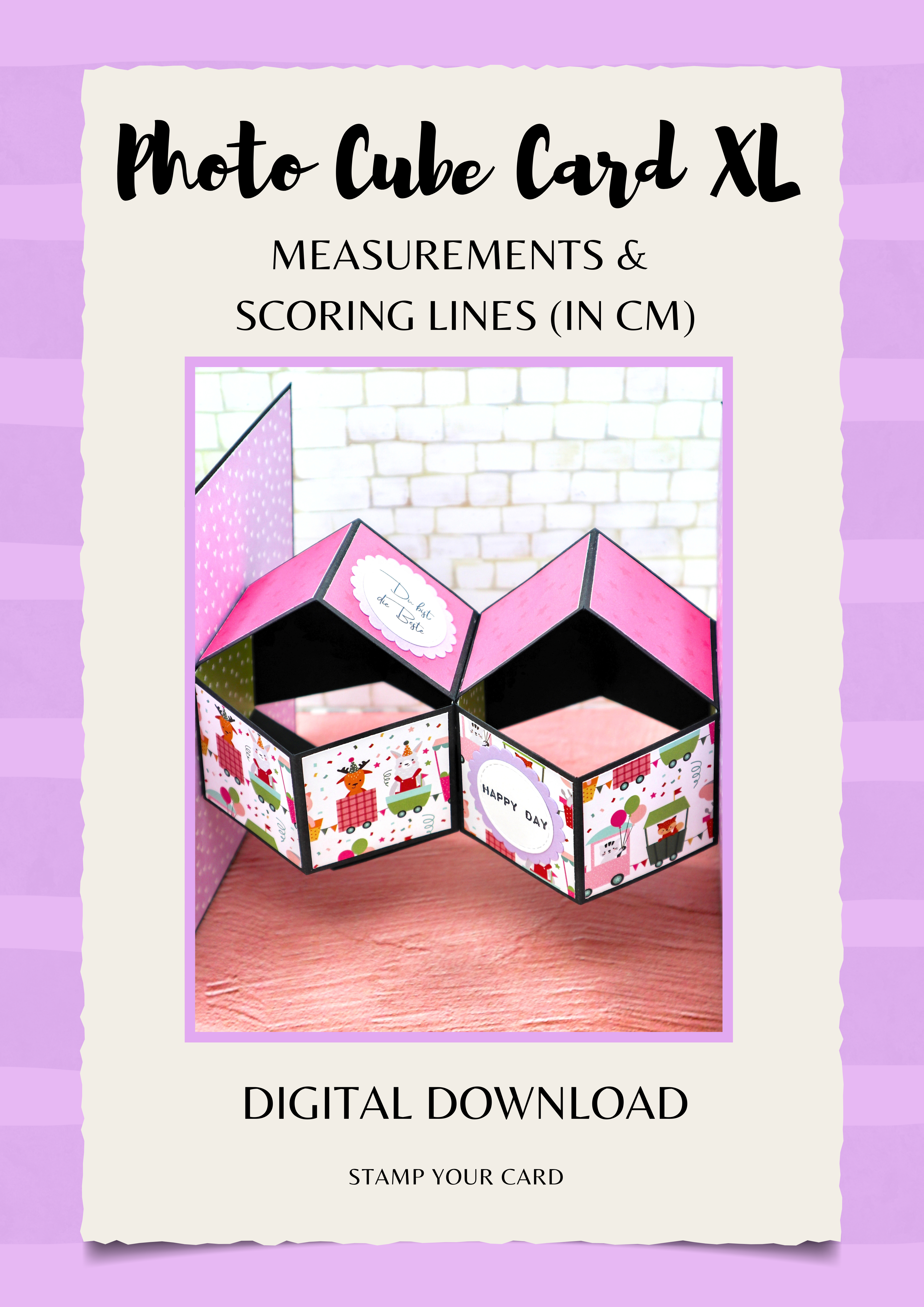 Photo Cube Card XL - measurements & scoring lines in CM (PDF-Download ...