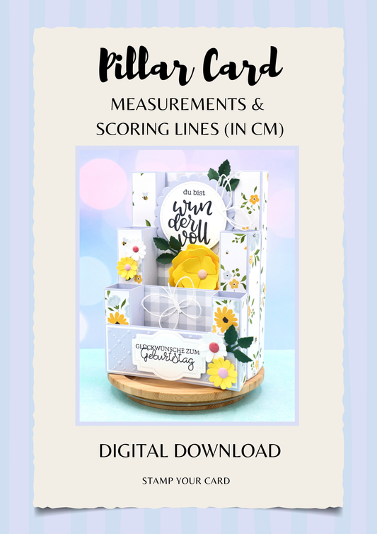 Pillar Card - measurements & scoring lines in CM (PDF-Download) ENGLISH