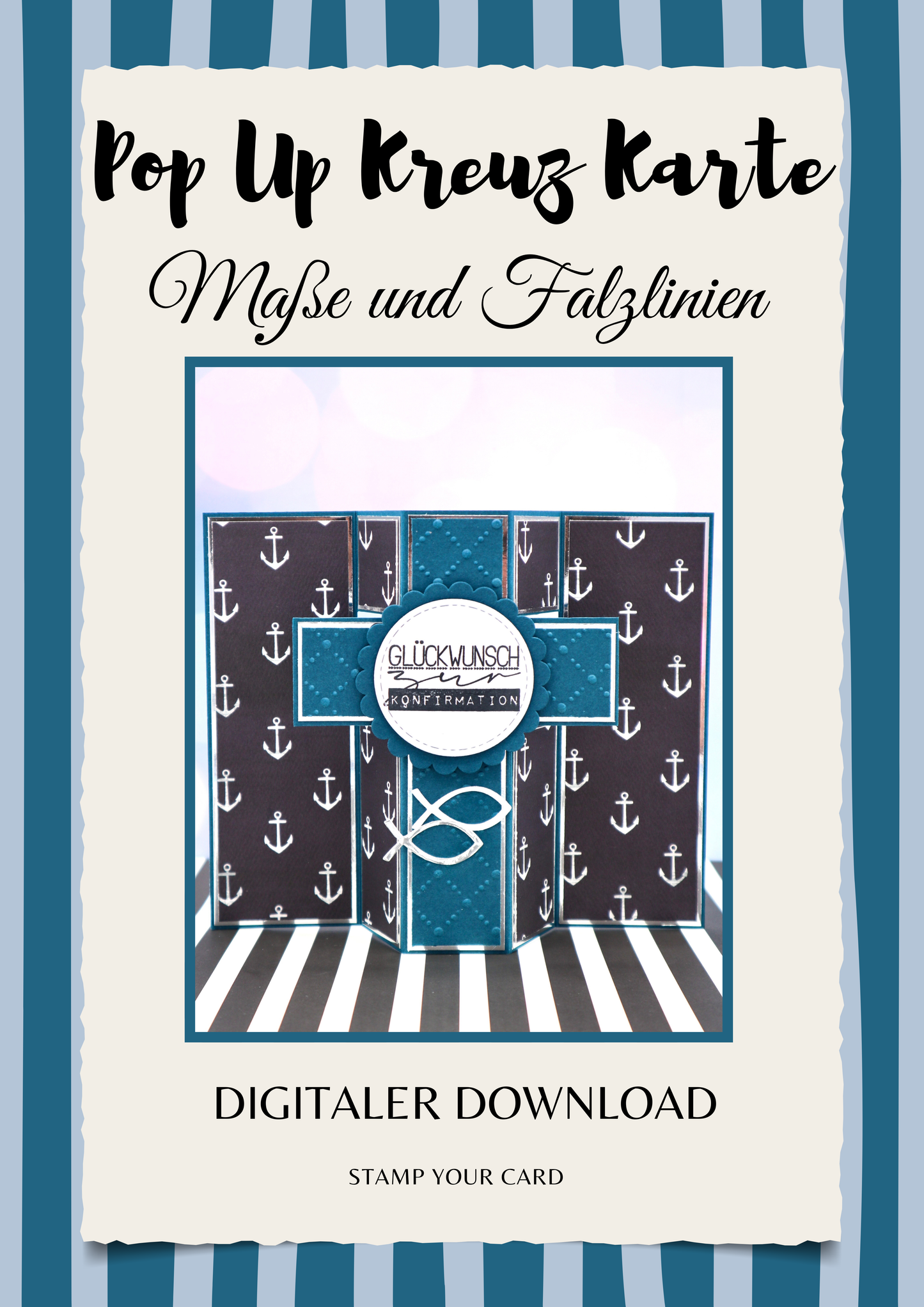 Pop Up Kreuz Karte - Maße & Falzlinien in CM Angaben (PDF-Download) DEUTSCH