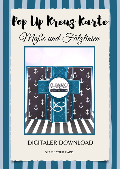 Pop Up Kreuz Karte - Maße & Falzlinien in CM Angaben (PDF-Download) DEUTSCH