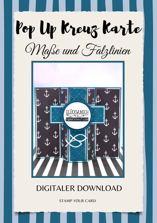 Pop Up Kreuz Karte - Maße & Falzlinien in CM Angaben (PDF-Download) DEUTSCH