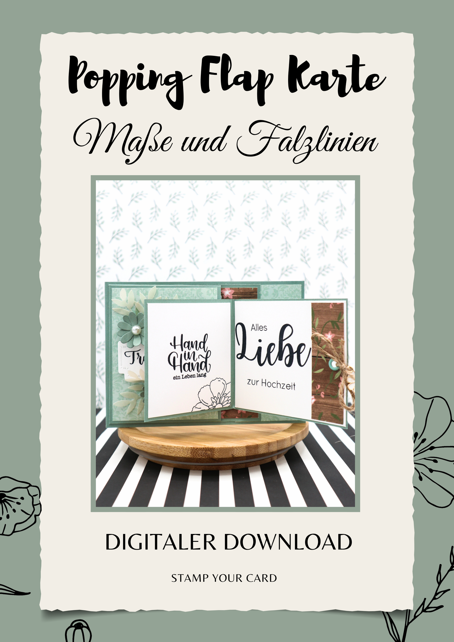 Popping Flap Karte - Maße & Falzlinien in CM Angaben (PDF-Download) DEUTSCH