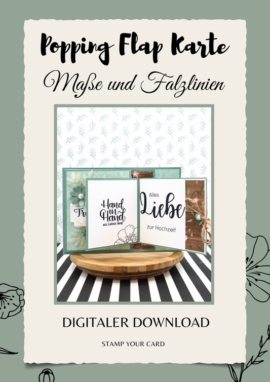 Popping Flap Karte - Maße & Falzlinien in CM Angaben (PDF-Download) DEUTSCH