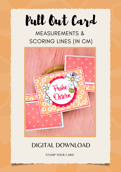 Pull Out Card - measurements & scoring lines in CM (PDF-Download) ENGLISH