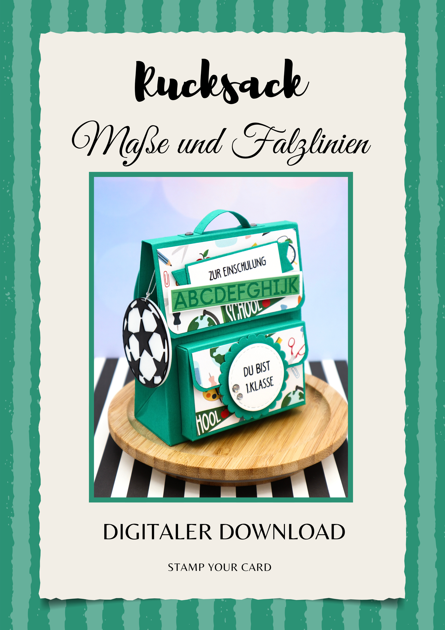 Rucksack - Maße & Falzlinien in CM Angaben (PDF-Download) DEUTSCH