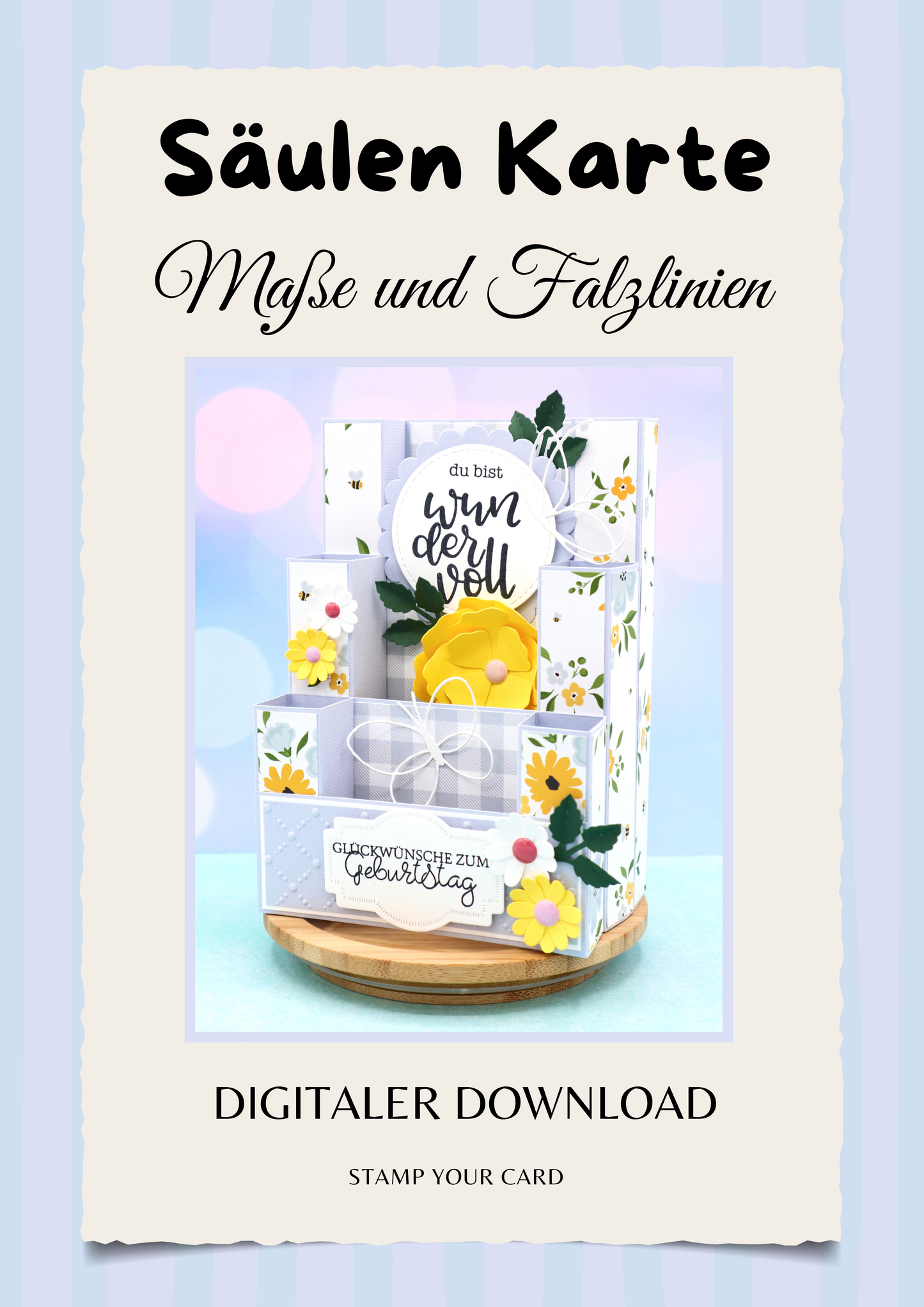 Säulen Karte - Maße & Falzlinien in CM Angaben (PDF-Download) DEUTSCH