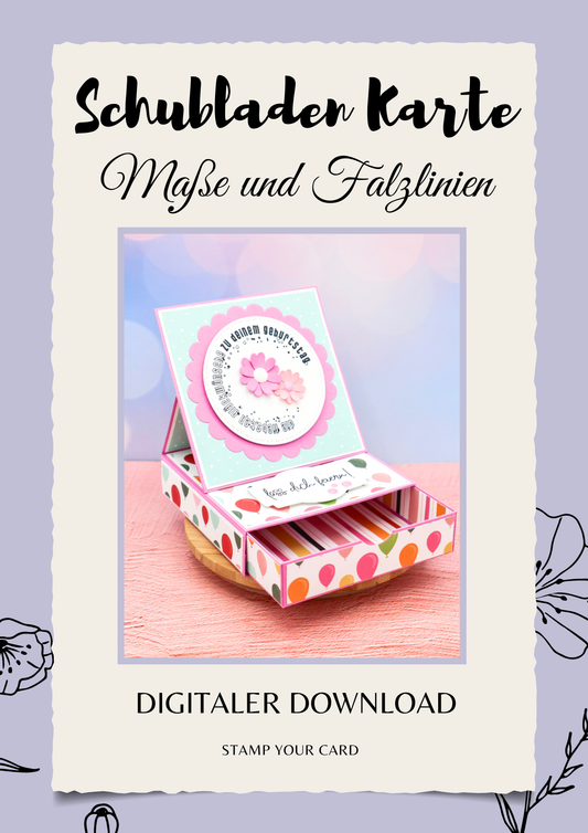 Schubladen Karte - Maße & Falzlinien in CM Angaben (PDF-Download) DEUTSCH