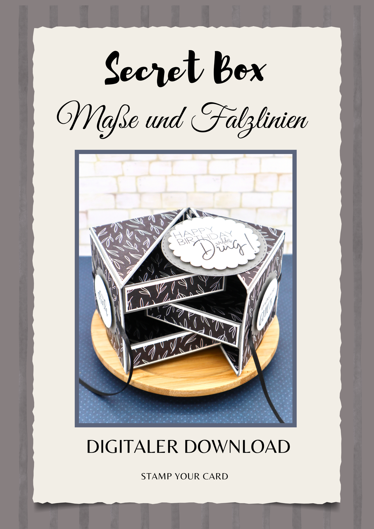 Secret Box - Maße & Falzlinien in CM Angaben (PDF-Download) DEUTSCH