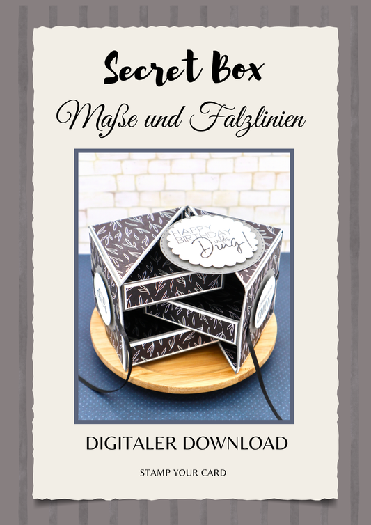 Secret Box - Maße & Falzlinien in CM Angaben (PDF-Download) DEUTSCH