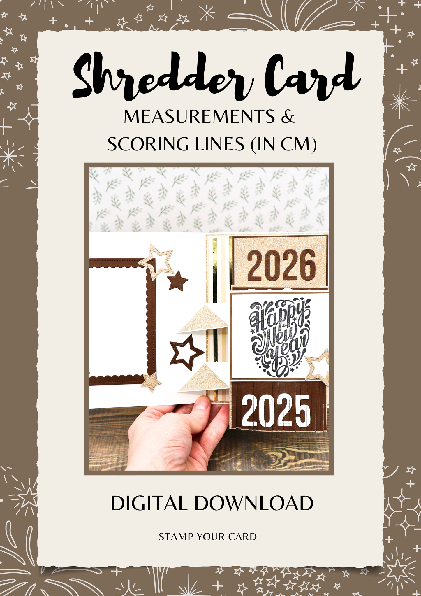 Shredder Card - measurements & scoring lines in CM (PDF-Download) ENGLISH