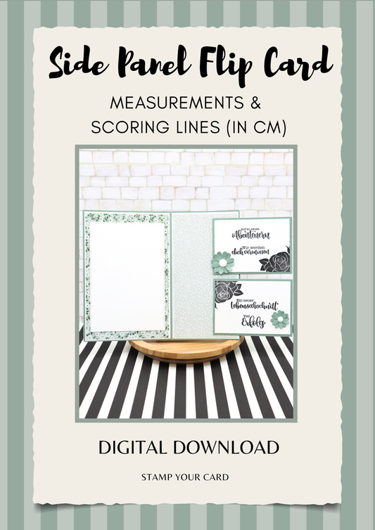 Side Panel Flip Card - measurements & scoring lines in CM (PDF-Download) ENGLISH