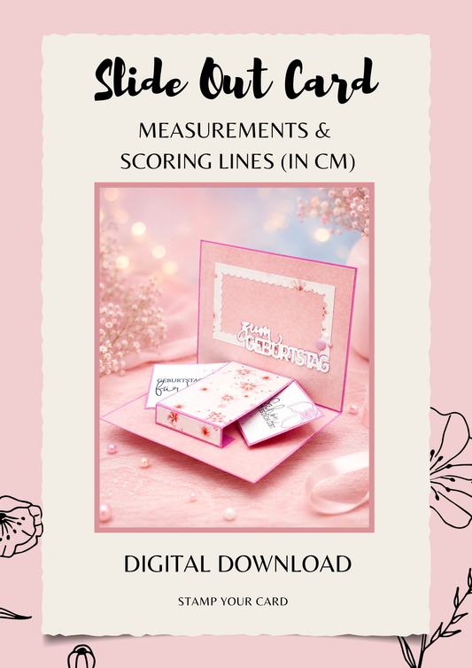 Slide Out Card - measurements & scoring lines in CM (PDF-Download) ENGLISH