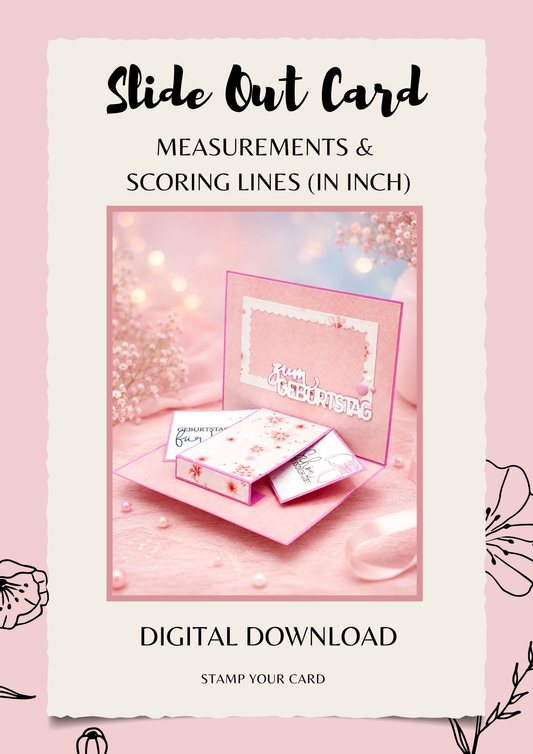 Slide Out Card - measurements & scoring lines in INCH (PDF-Download) ENGLISH