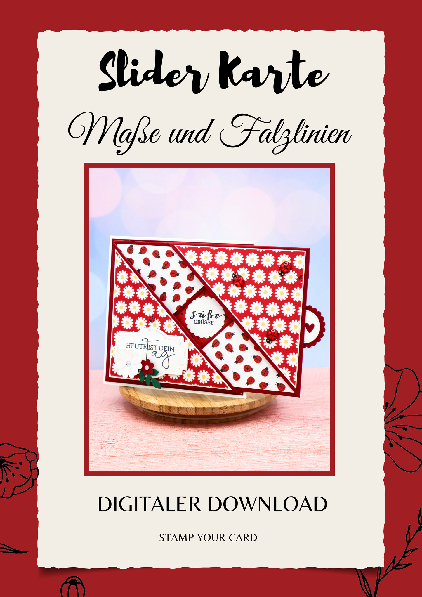 Slider Karte - Maße & Falzlinien in CM Angaben (PDF-Download) DEUTSCH