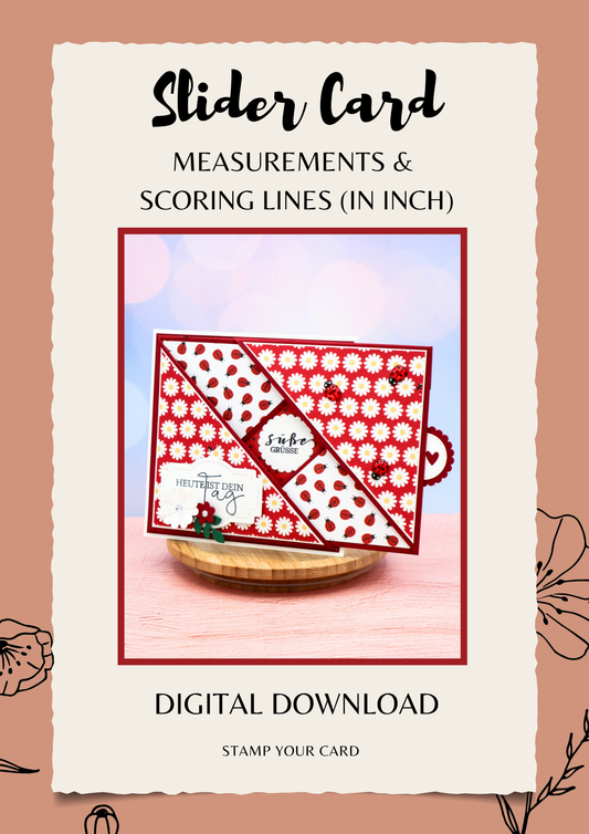 Slider Card - measurements & scoring lines in INCH (PDF-Download) ENGLISH