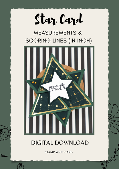Star Card - measurements & scoring lines in INCH (PDF-Download) ENGLISH