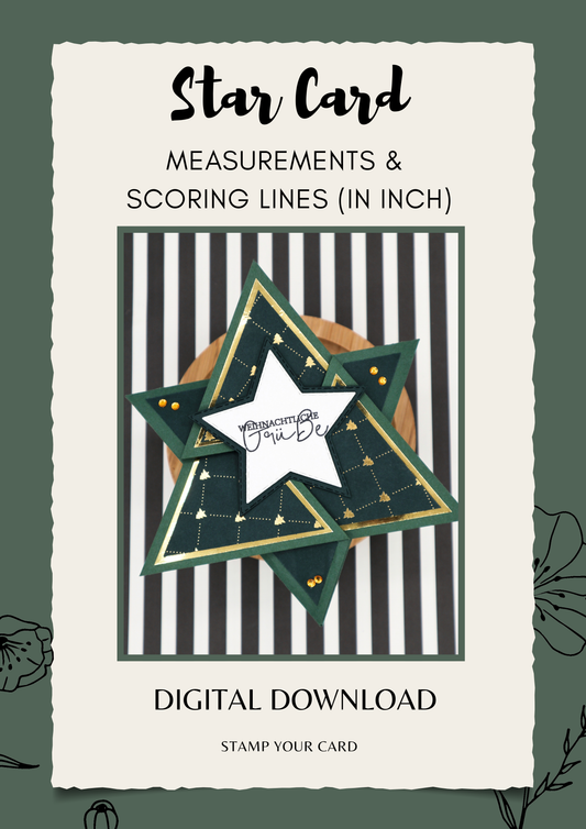 Star Card - measurements & scoring lines in INCH (PDF-Download) ENGLISH