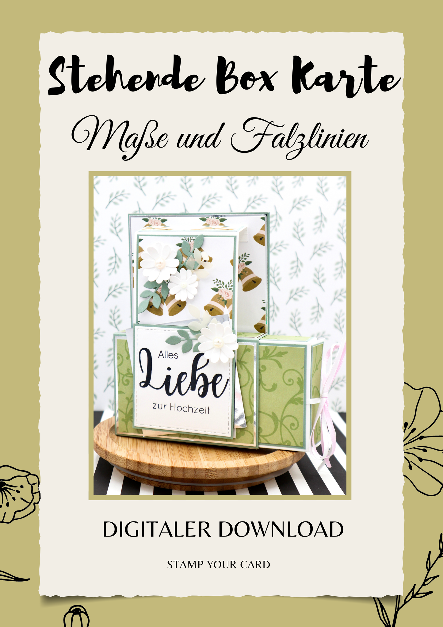 Stehende Box Karte - Maße & Falzlinien in CM Angaben (PDF-Download) DEUTSCH