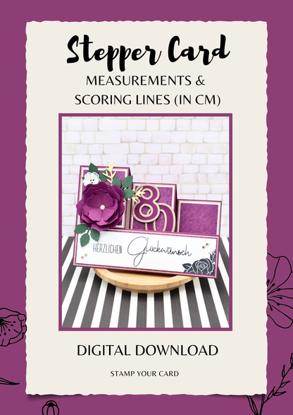 Stepper Card - measurements & scoring lines in CM (PDF-Download) ENGLISH