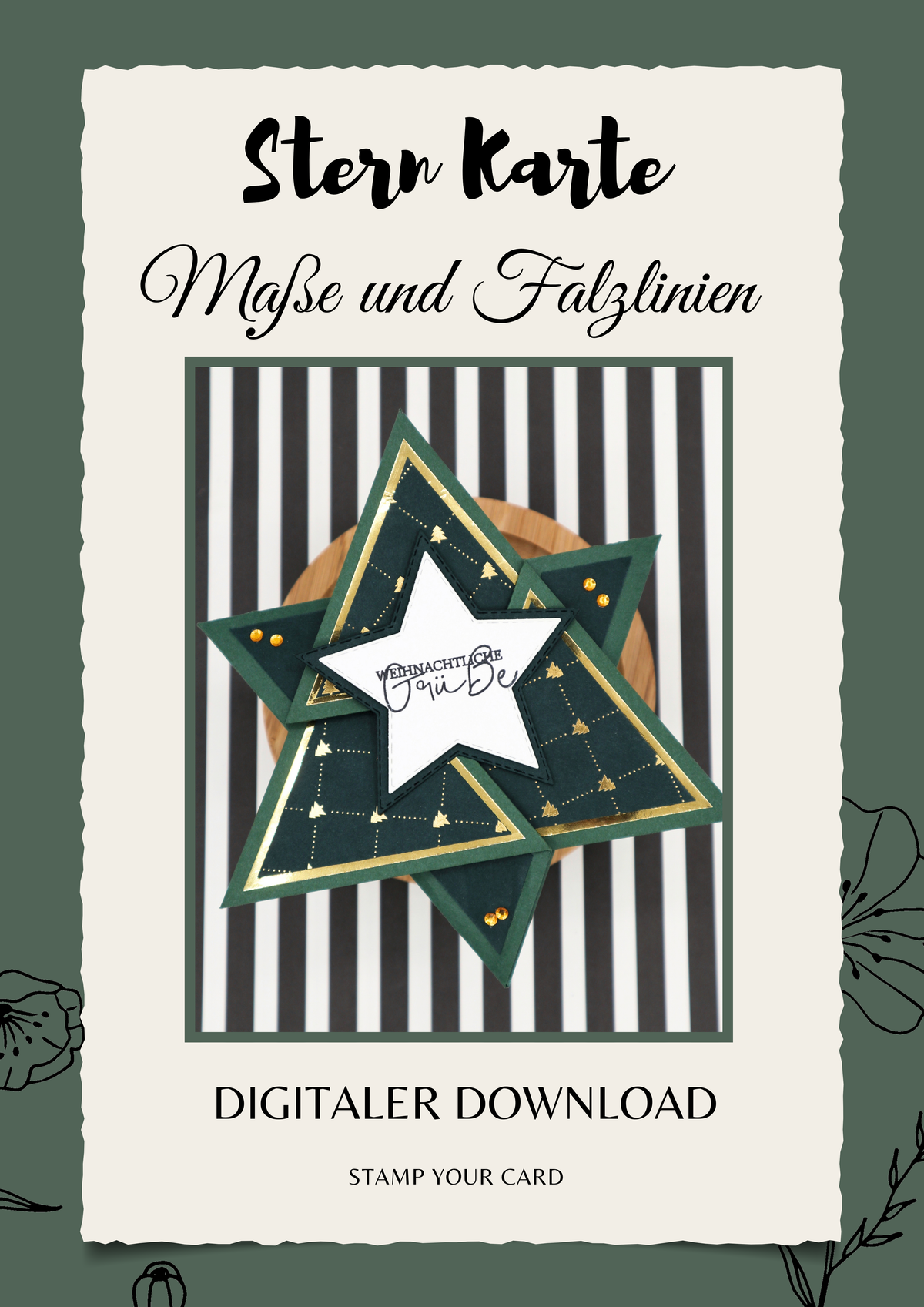 Stern Karte - Maße & Falzlinien in CM Angaben (PDF-Download) DEUTSCH