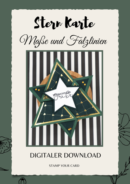 Stern Karte - Maße & Falzlinien in CM Angaben (PDF-Download) DEUTSCH