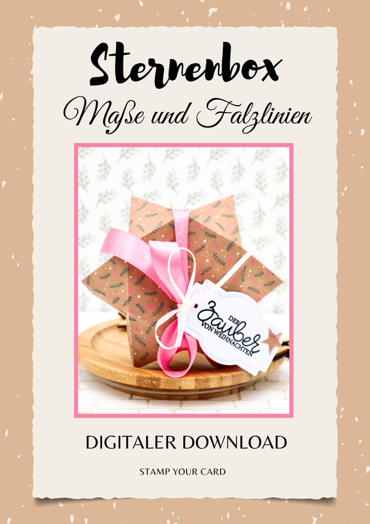 Sternenbox - Maße & Falzlinien in cm Angaben (PDF-Download) DEUTSCH
