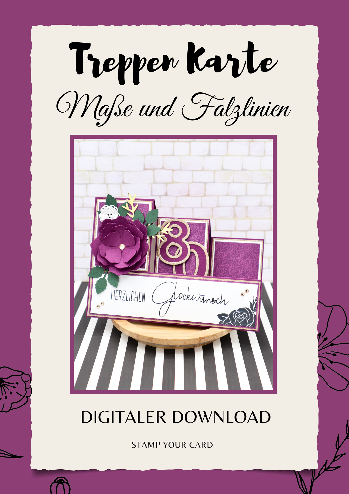 Treppen Karte - Maße & Falzlinien in CM Angaben (PDF-Download) DEUTSCH