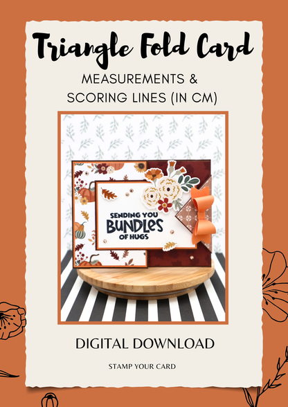 Triangle Fold Card - measurements & scoring lines in CM (PDF-Download) ENGLISH