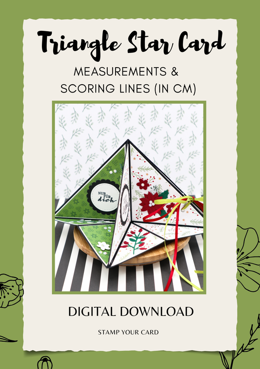 Triangle Star Card - measurements & scoring lines in CM (PDF-Download) ENGLISH