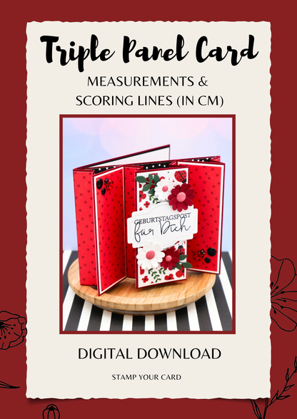 Triple Panel Card - measurements & scoring lines in CM (PDF-Download) ENGLISH
