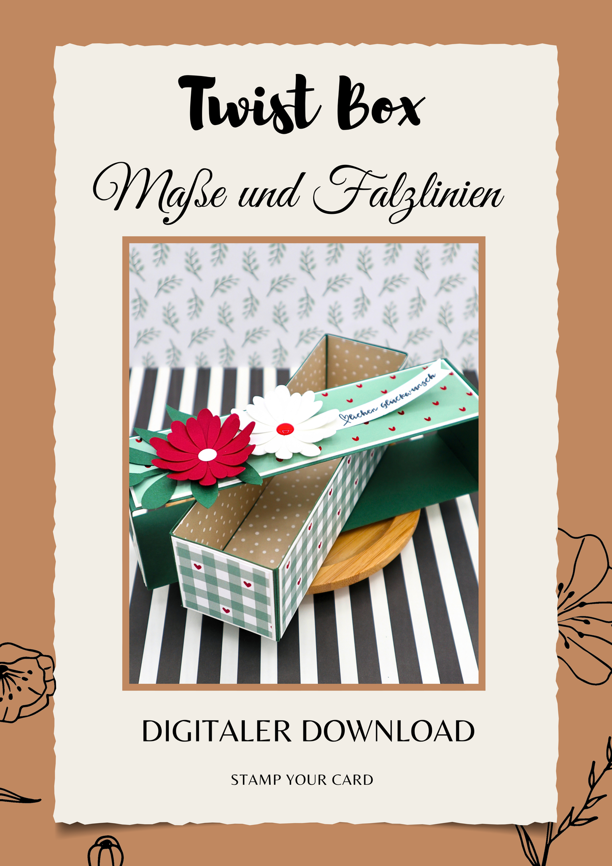 Twist Box - Maße & Falzlinien in CM Angaben (PDF-Download) DEUTSCH