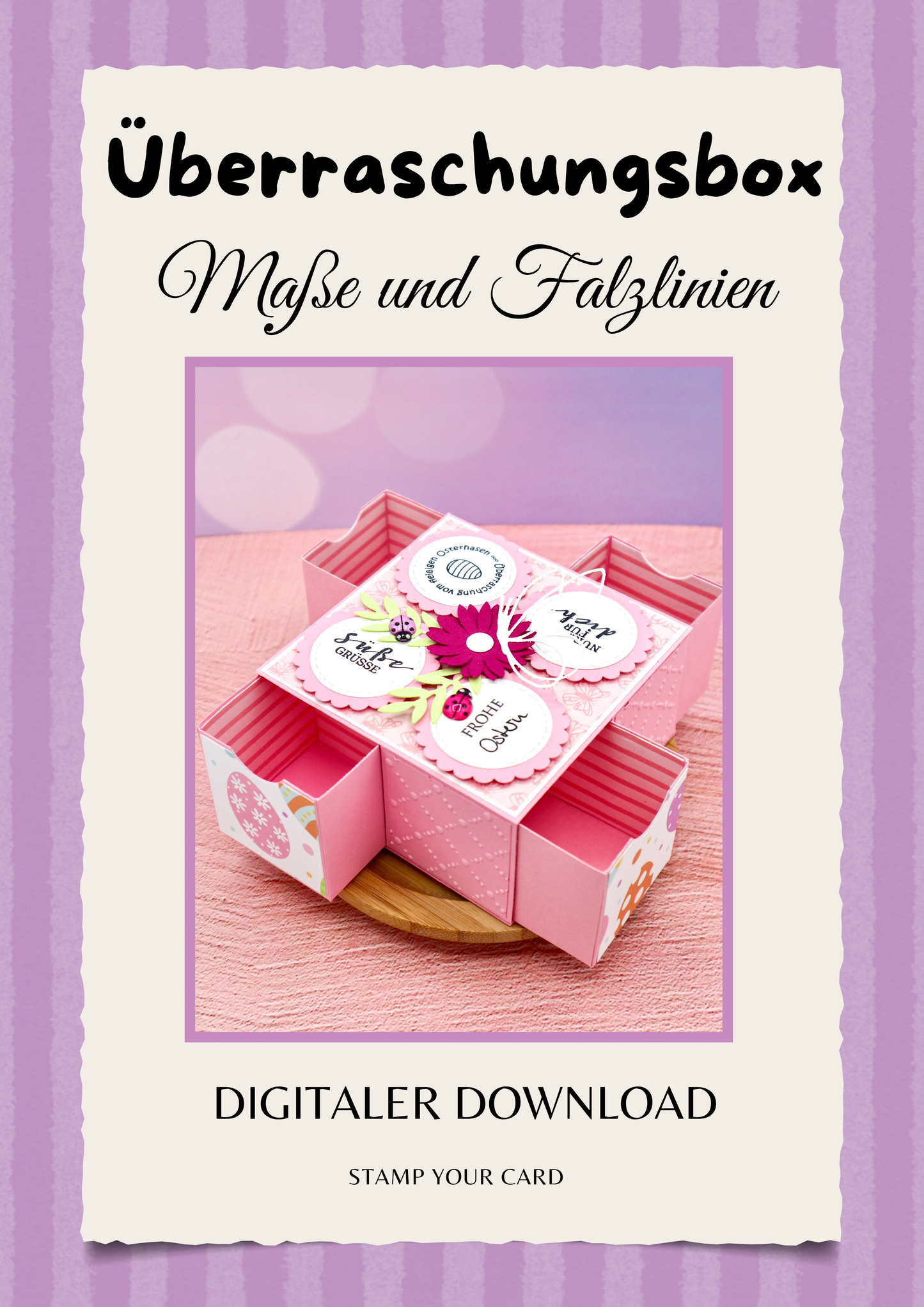 Überraschungsbox - Maße & Falzlinien in CM Angaben (PDF-Download) DEUTSCH