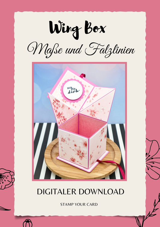 Wing Box - Maße & Falzlinien in CM Angaben (PDF-Download) DEUTSCH