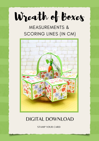Wreath of Boxes - measurements & scoring lines in CM (PDF-Download) ENGLISH